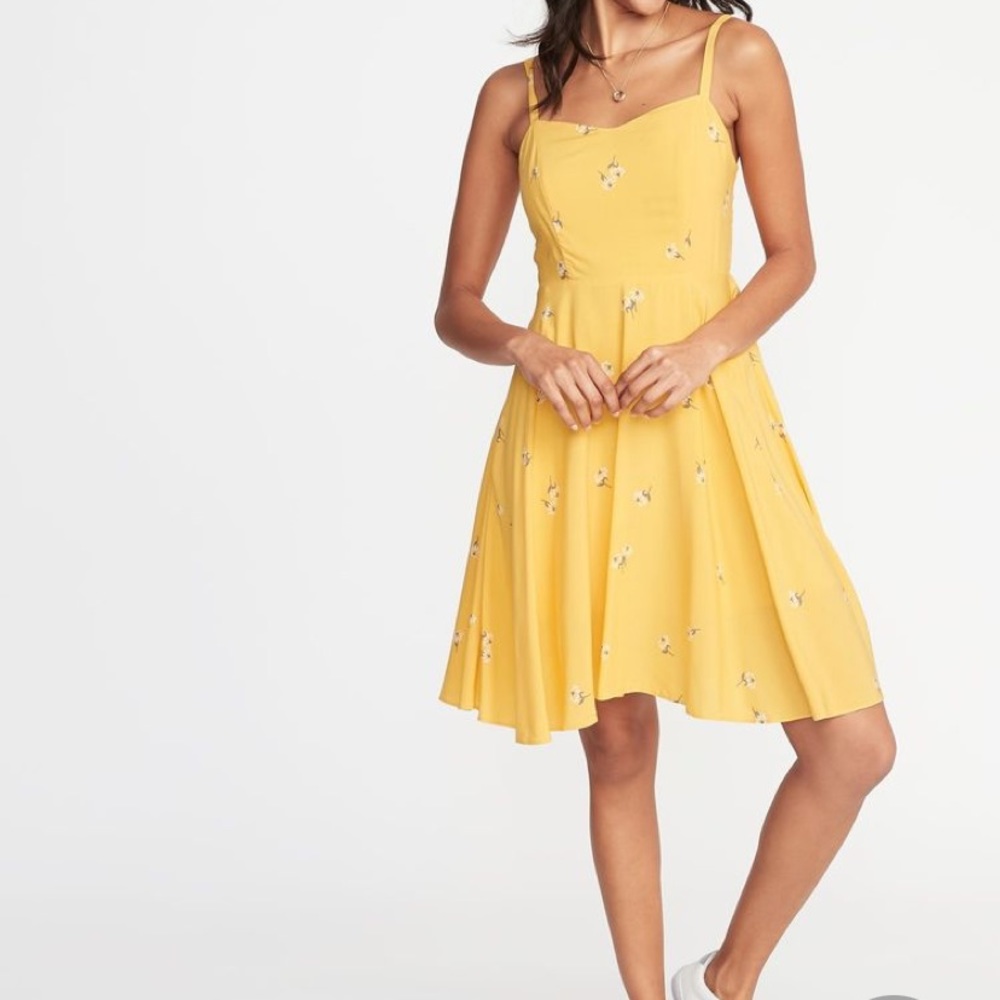 Old Navy Fit and Flare Yellow Floral dress